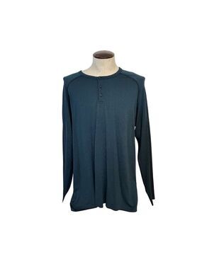 Lululemon Mens Metal Vent Tech Long Sleeve Henley Shirt Blue XL